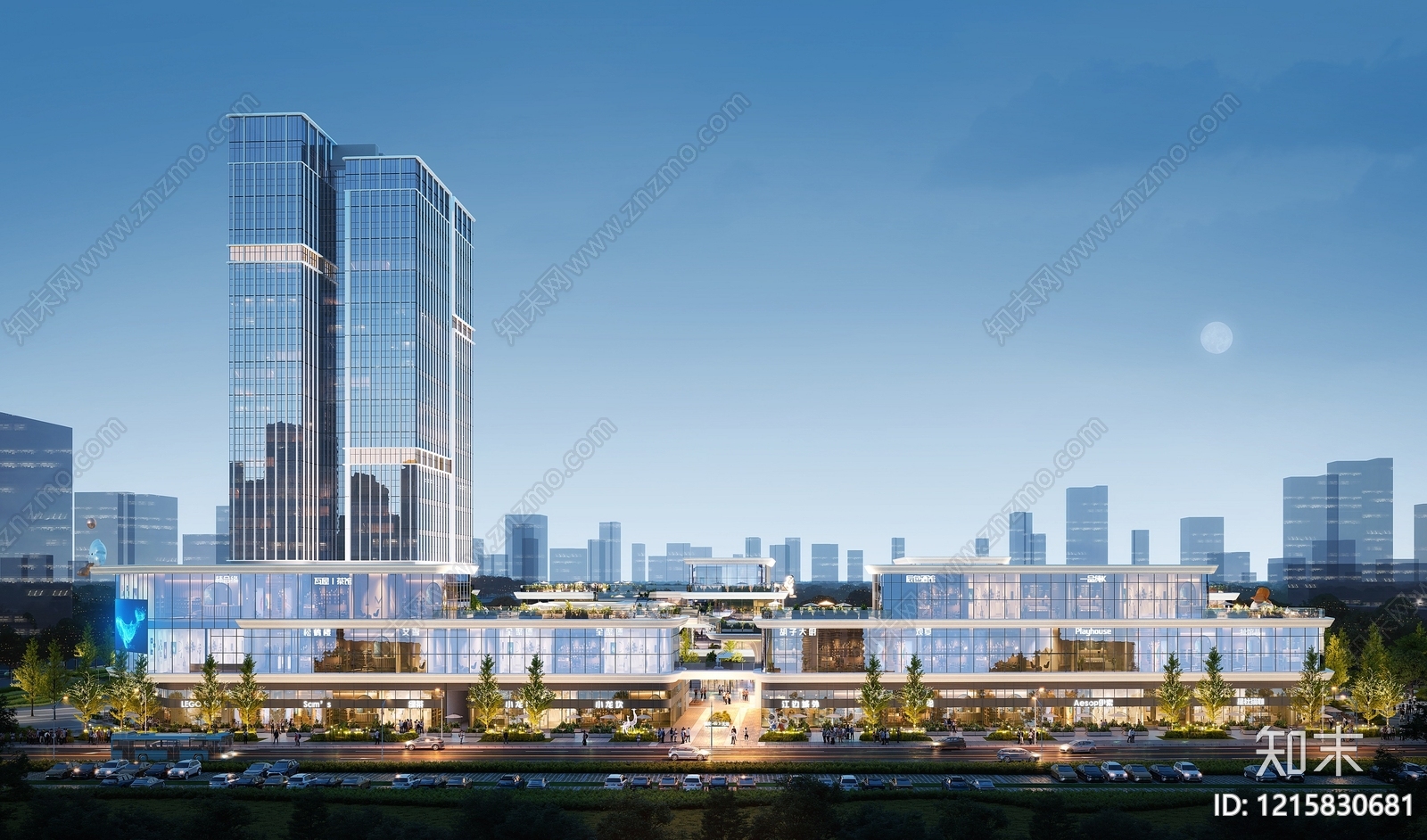 现代主义商业街SU模型下载【ID:1215830681】