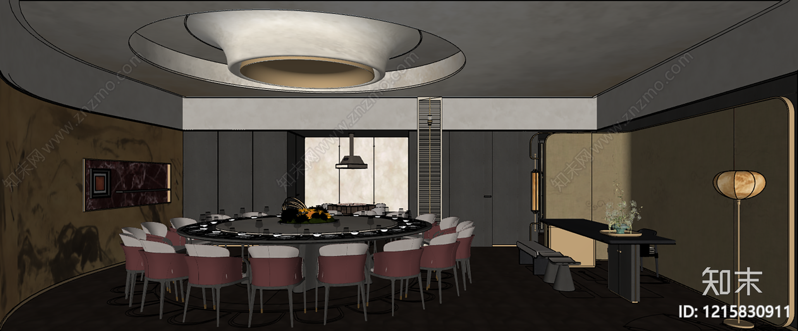 新中式包厢SU模型下载【ID:1215830911】
