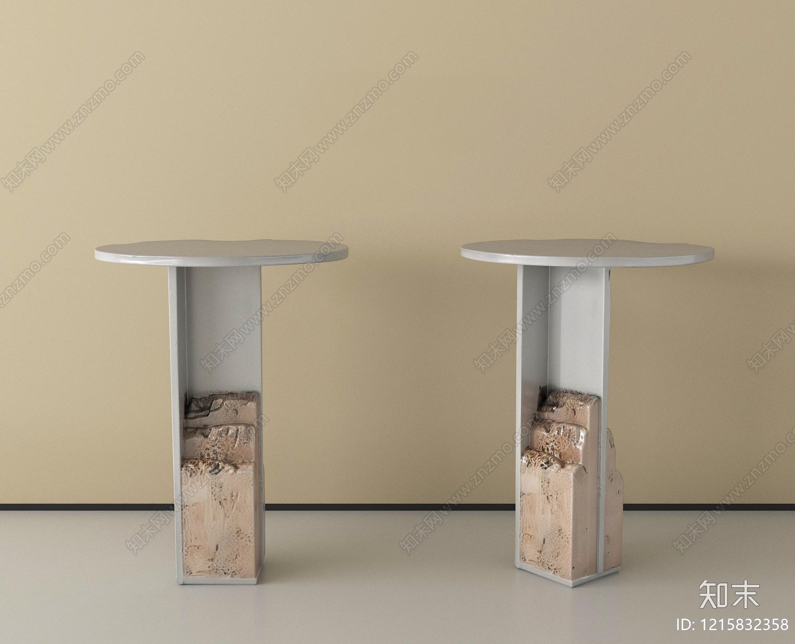 极简侘寂风边几3D模型下载【ID:1215832358】