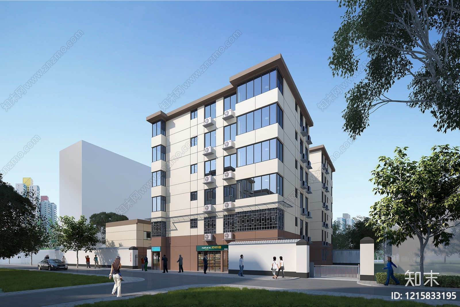 新中式多层住宅楼3D模型下载【ID:1215833195】