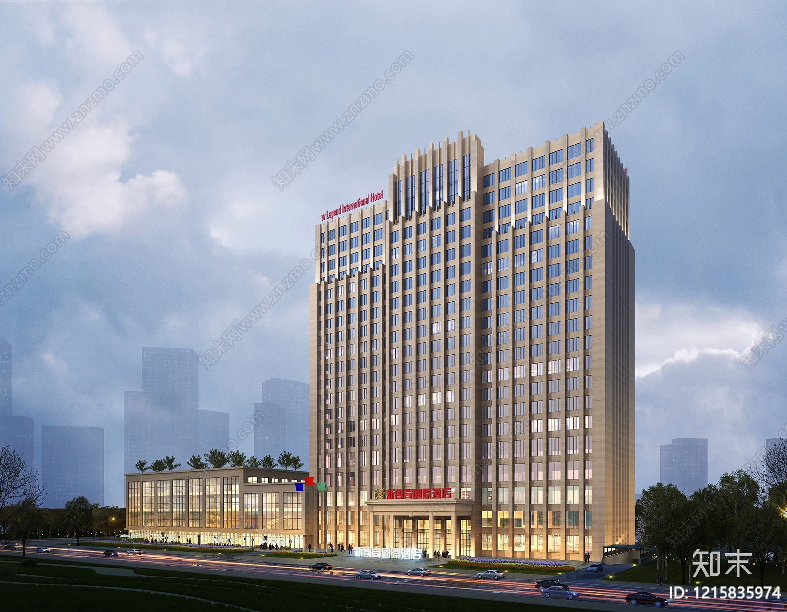 现代主义酒店外观3D模型下载【ID:1215835974】