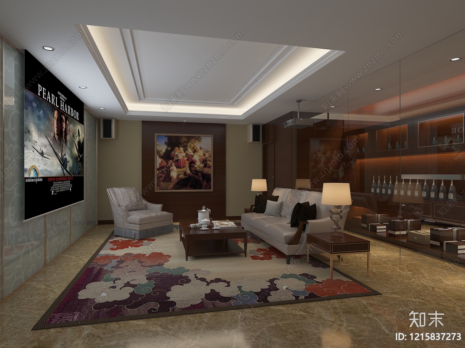 新古典影音室3D模型下载【ID:1215837273】