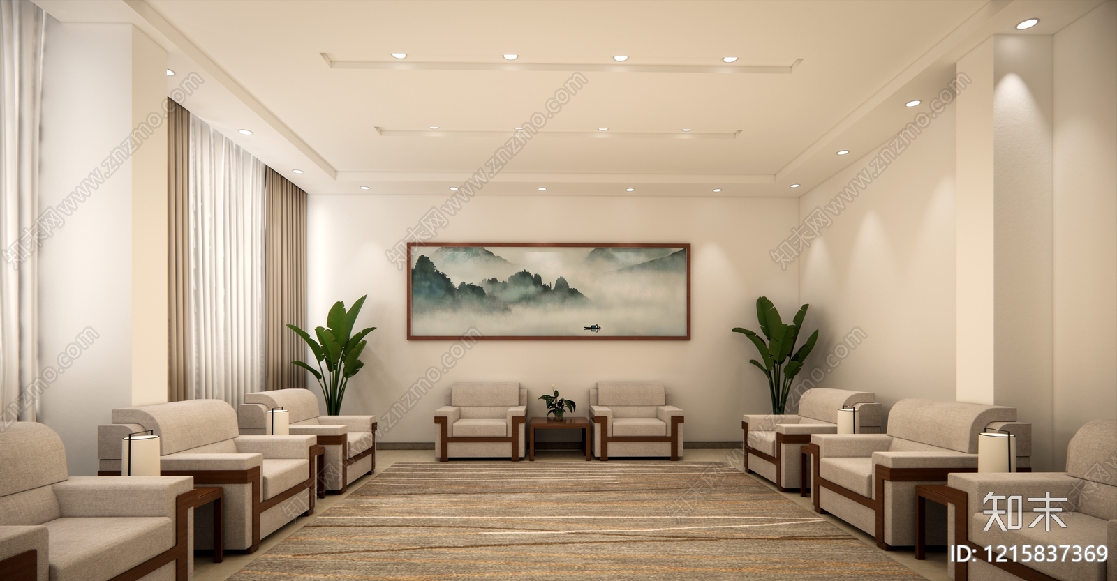 新中式接待室SU模型下载【ID:1215837369】