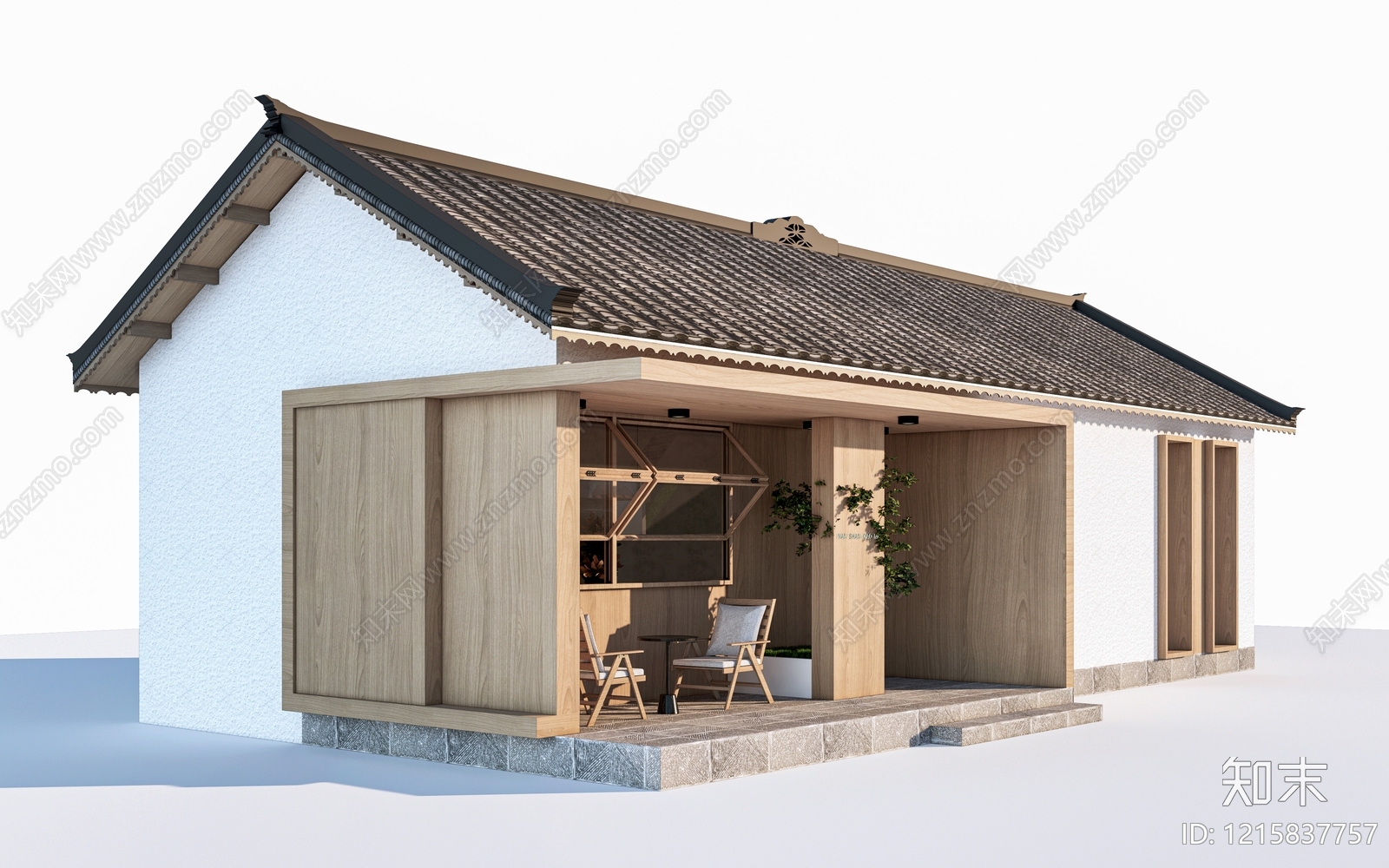 新中式民宿建筑SU模型下载【ID:1215837757】