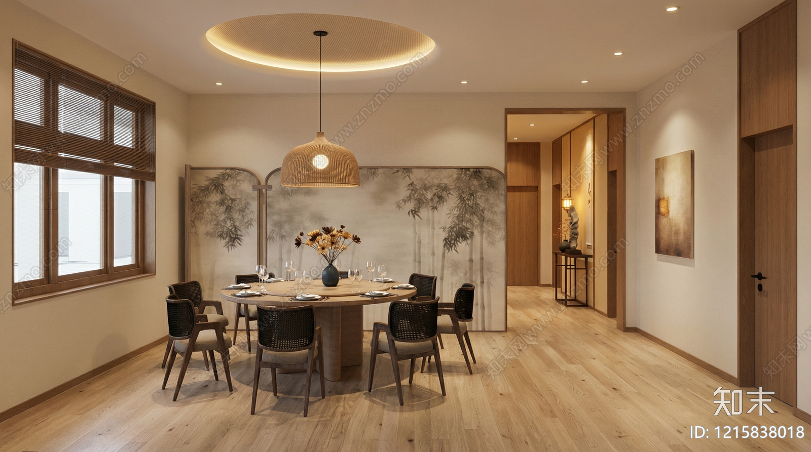 新中式家居餐厅SU模型下载【ID:1215838018】