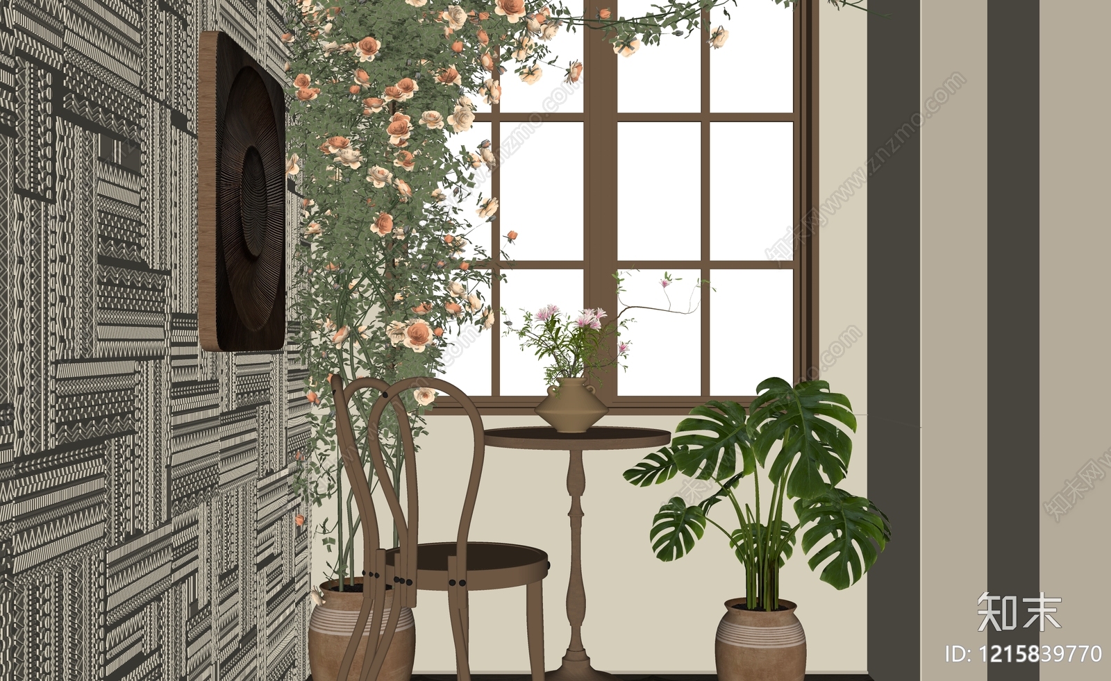 原木家居阳台SU模型下载【ID:1215839770】