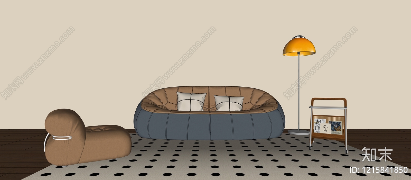 现代简约家居客厅3D模型下载【ID:1215841850】