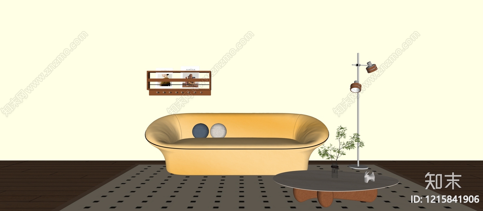 奶油风家居客厅3D模型下载【ID:1215841906】