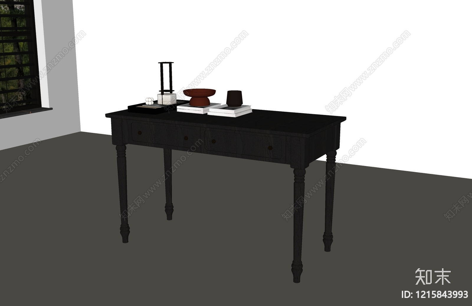中古风书桌SU模型下载【ID:1215843993】