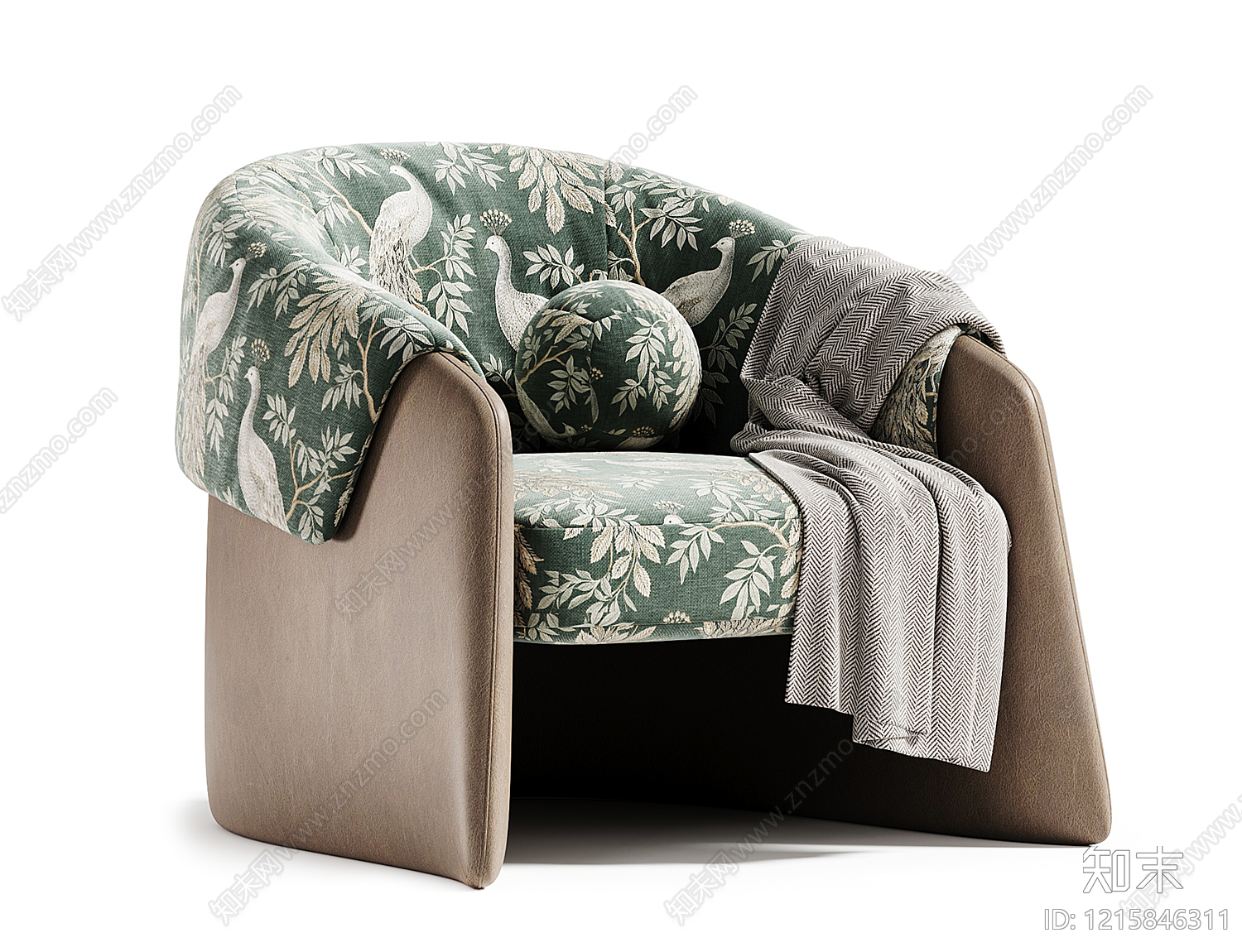 新中式单人沙发3D模型下载【ID:1215846311】