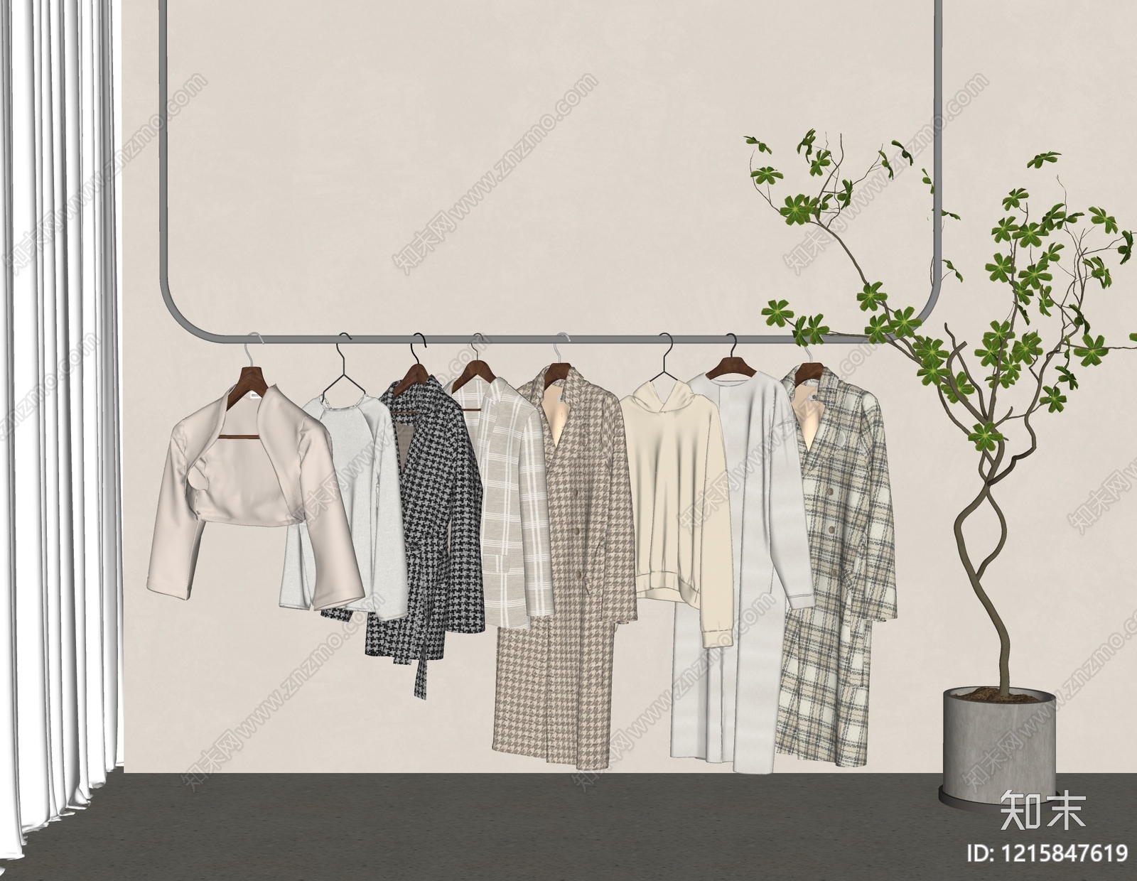 奶油风衣服SU模型下载【ID:1215847619】