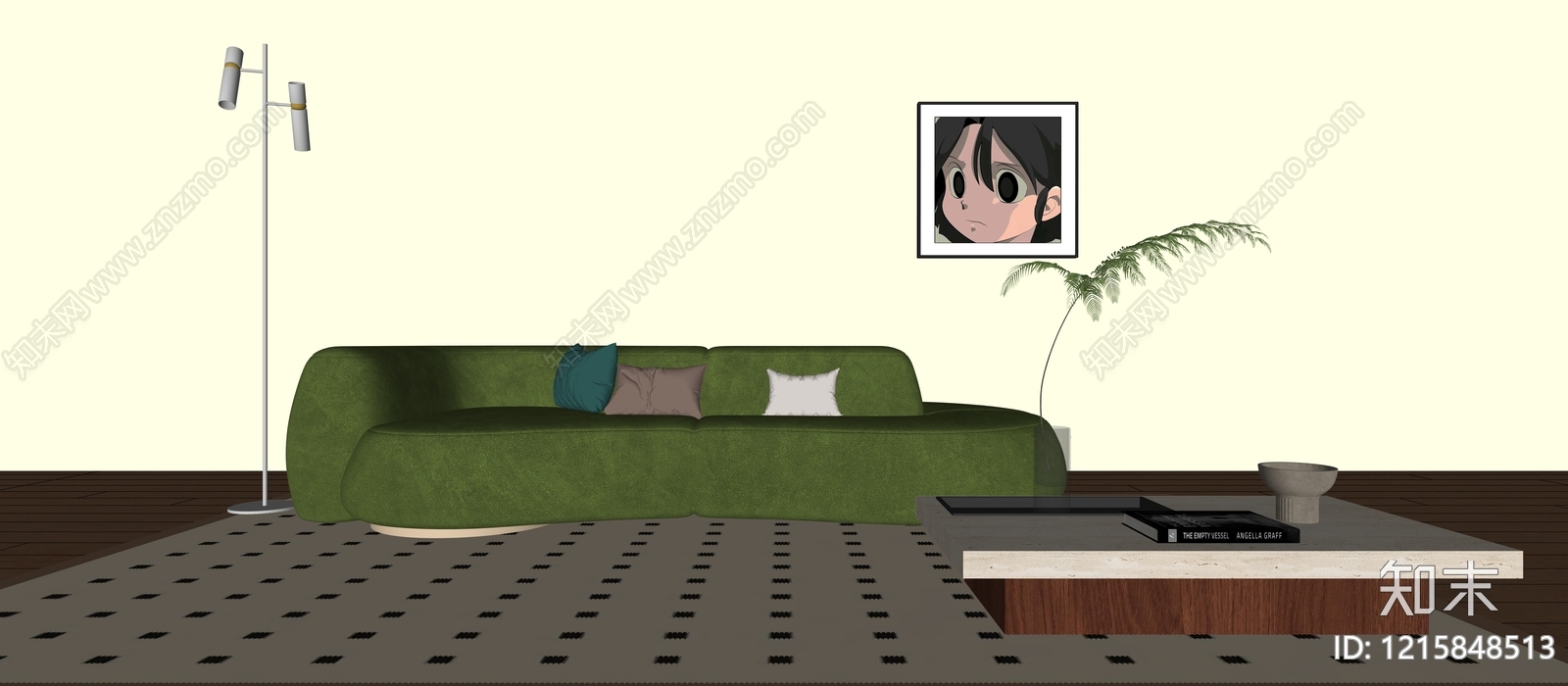 奶油风家居客厅3D模型下载【ID:1215848513】