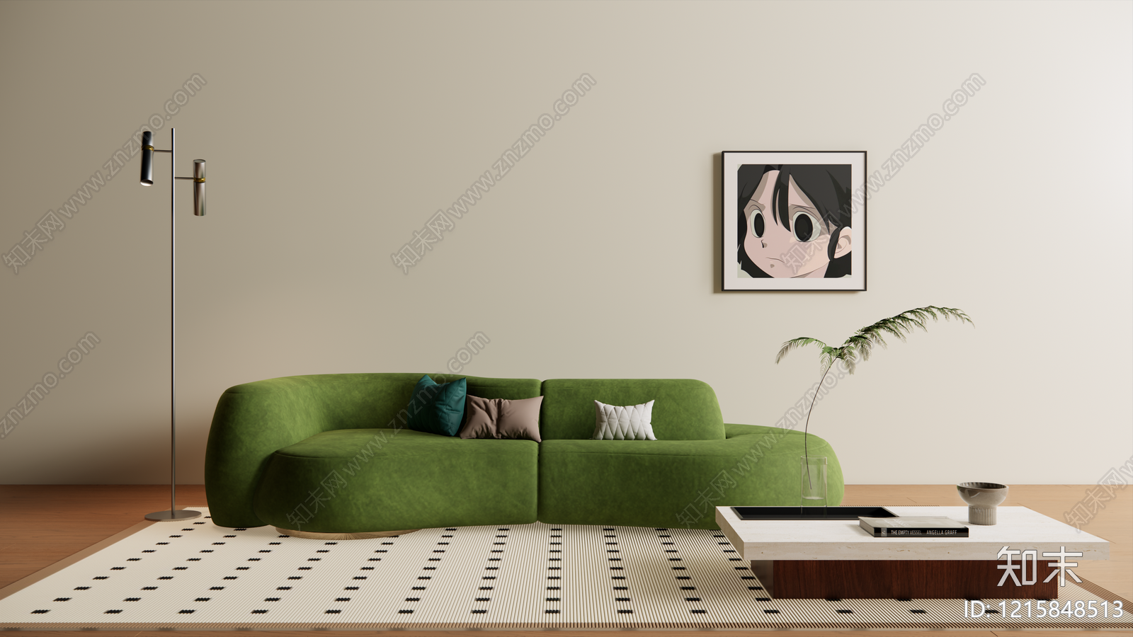 奶油风家居客厅3D模型下载【ID:1215848513】