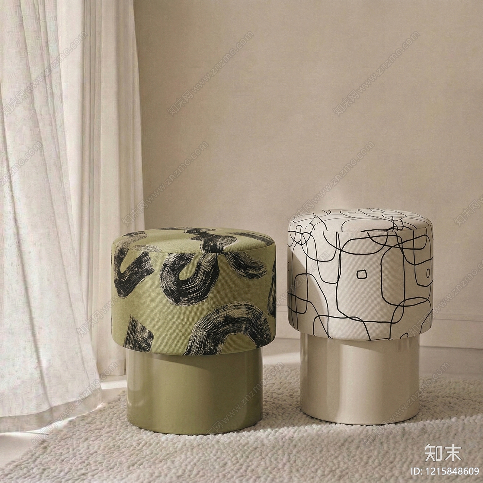 现代沙发凳SU模型下载【ID:1215848609】