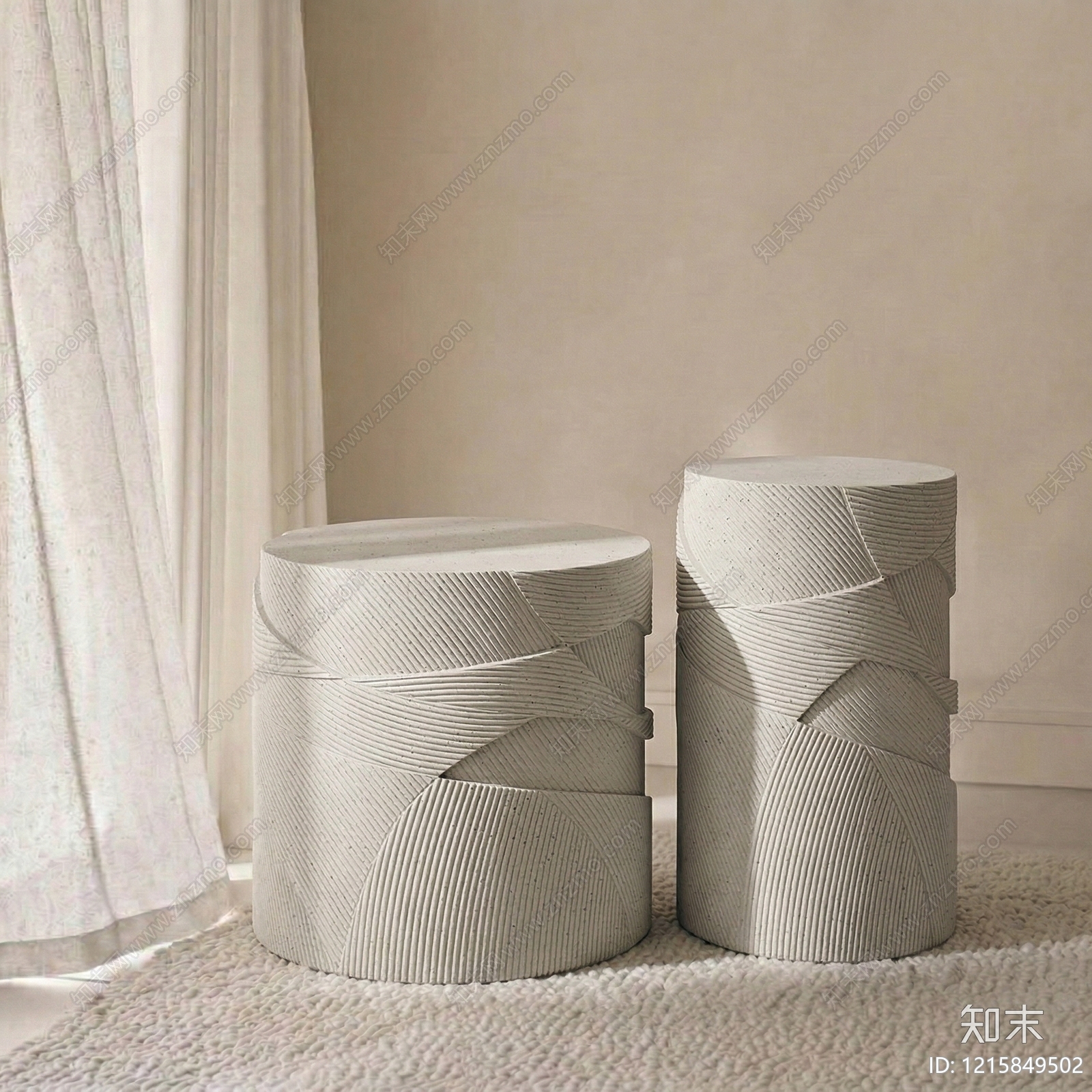 奶油风边几3D模型下载【ID:1215849502】