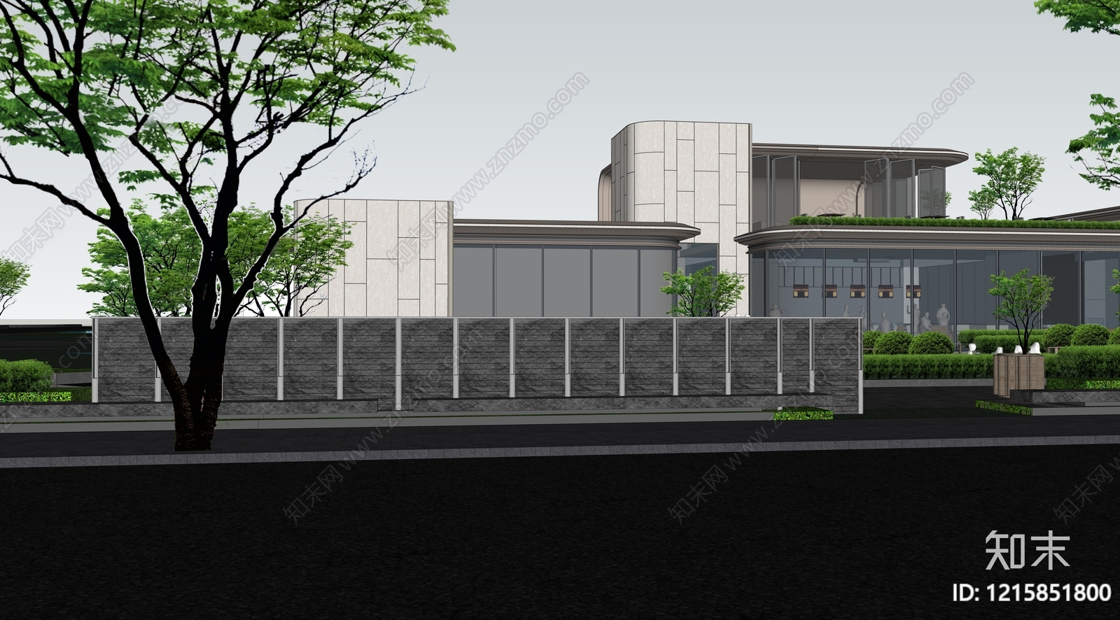 现代简约售楼处建筑SU模型下载【ID:1215851800】