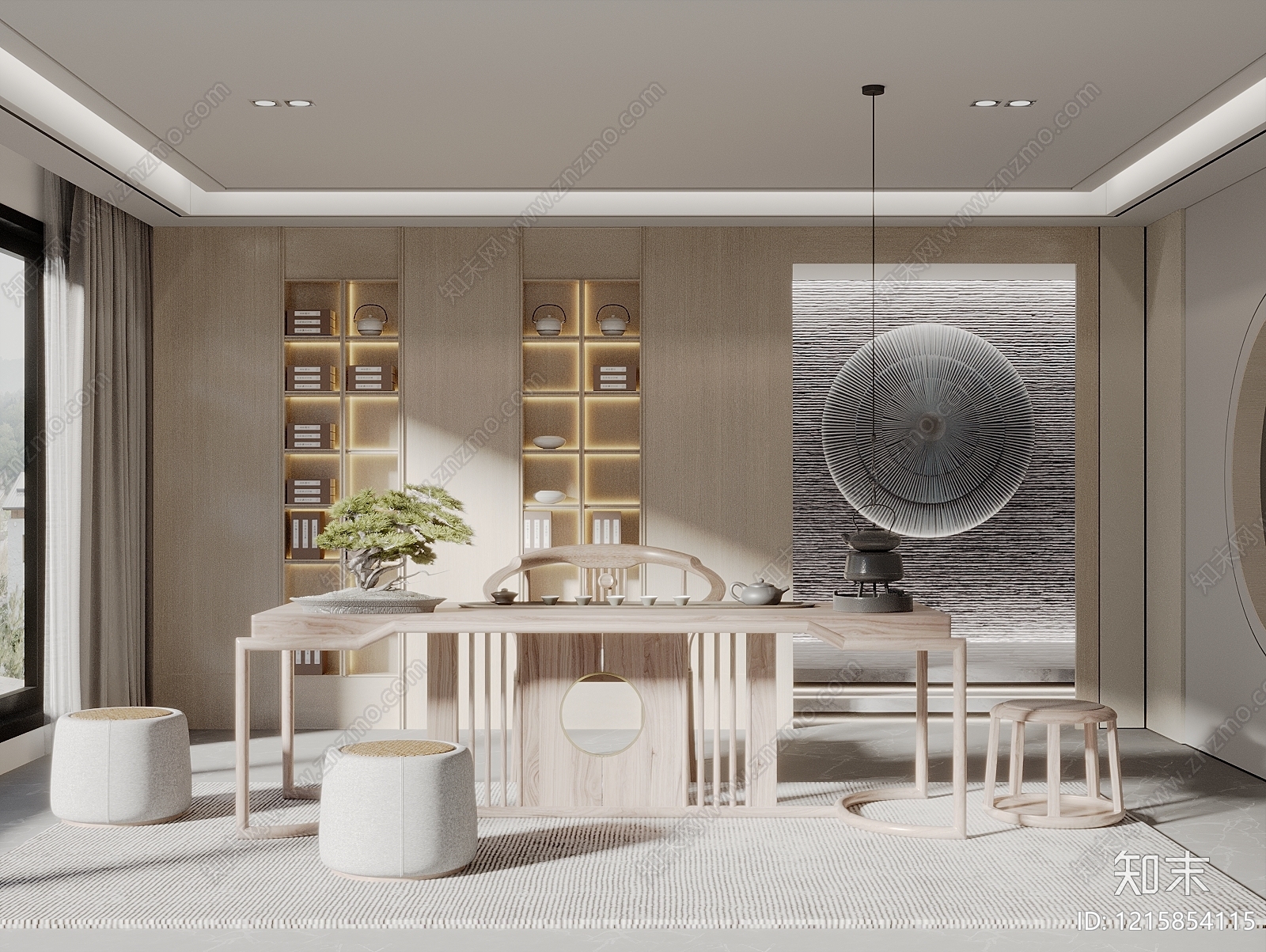新中式茶室SU模型下载【ID:1215854115】