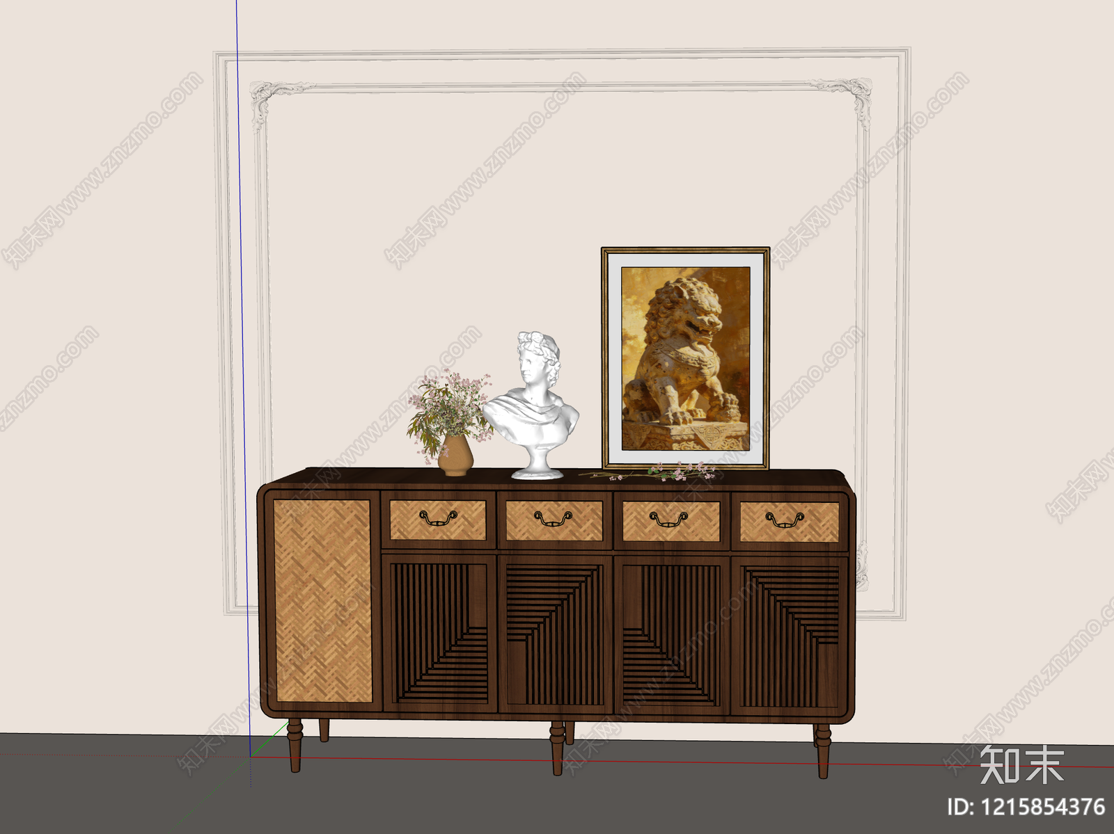 中古风餐边柜SU模型下载【ID:1215854376】