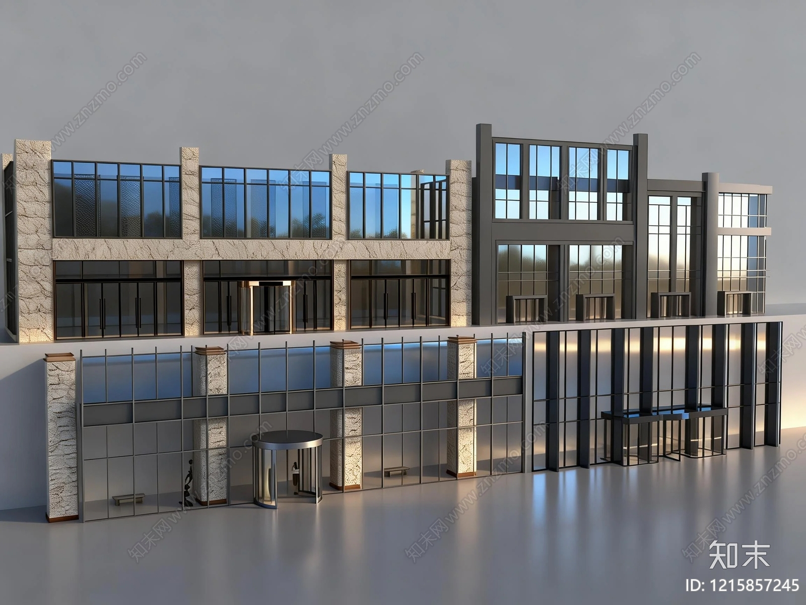 现代主义旋转门3D模型渲染效果图