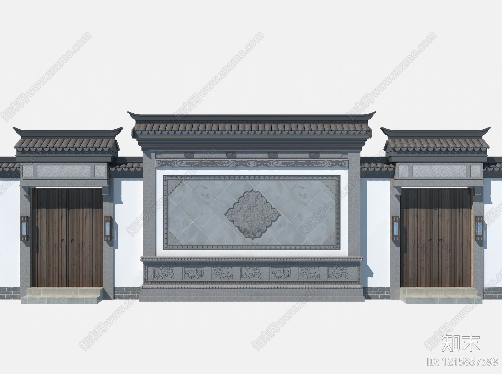 新中式景墙3D模型下载【ID:1215857599】