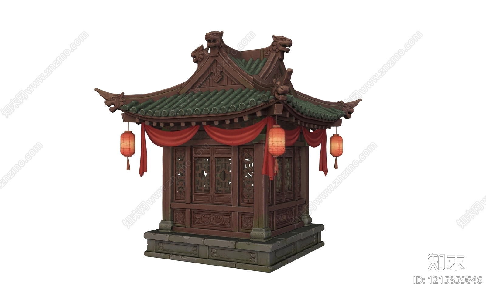 新中式古建筑SU模型下载【ID:1215859646】