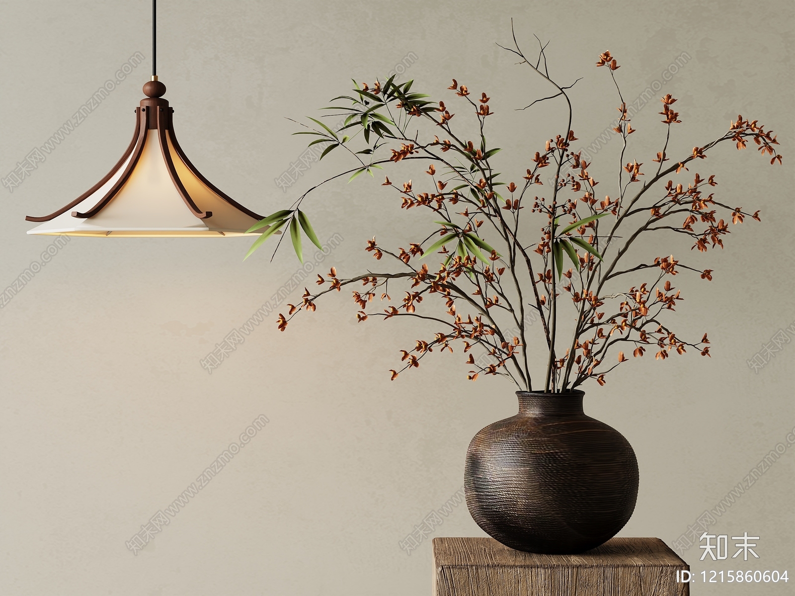 新中式花艺3D模型下载【ID:1215860604】