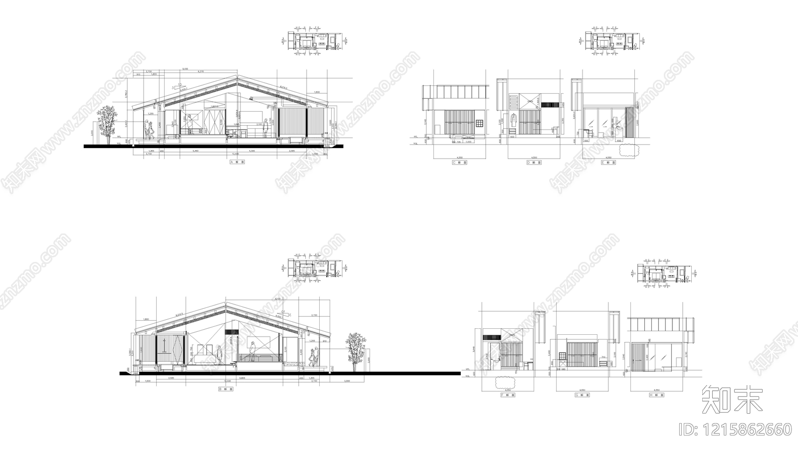现代民宿建筑施工图下载【ID:1215862660】