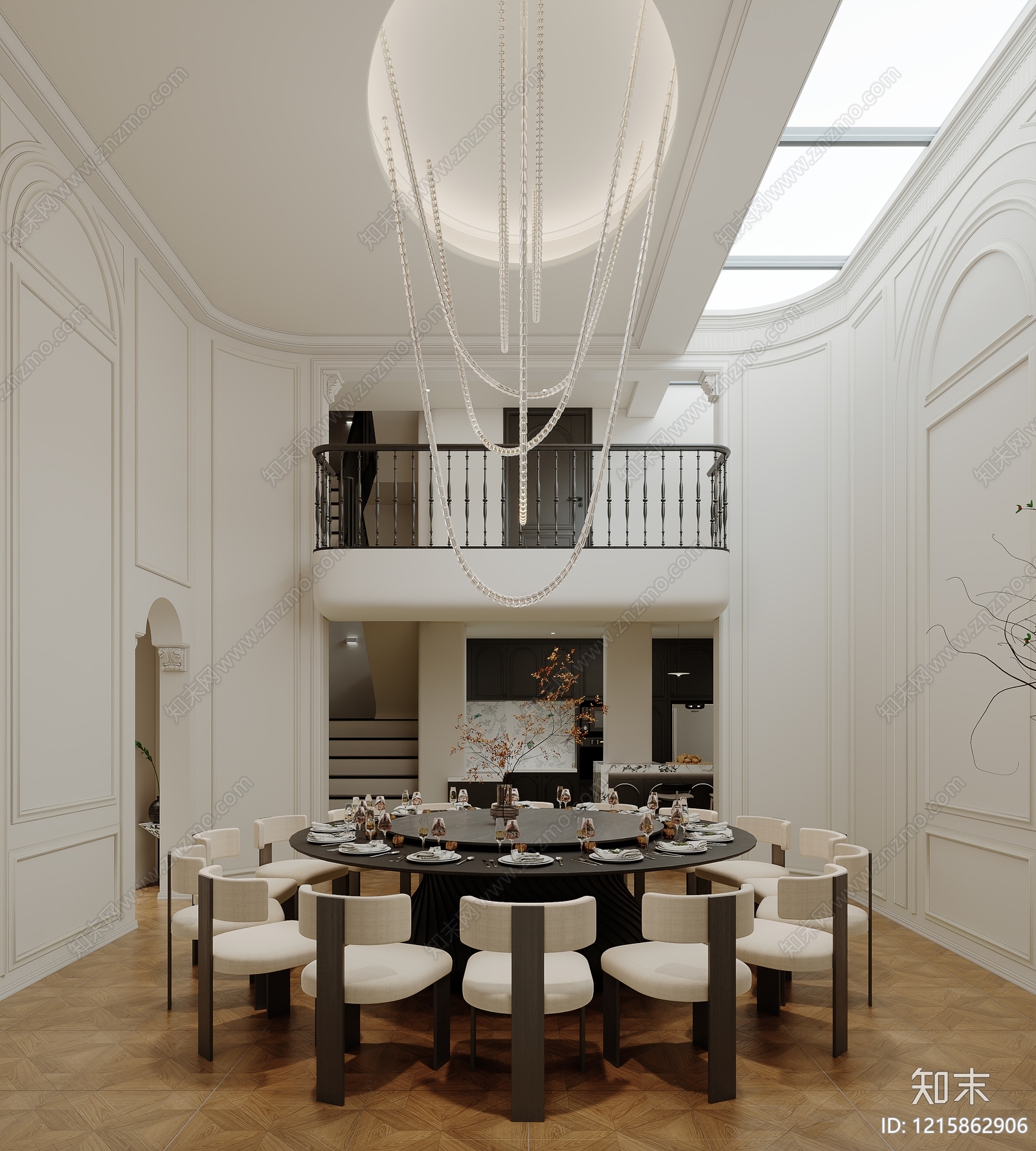 法式别墅餐厅3D模型下载【ID:1215862906】