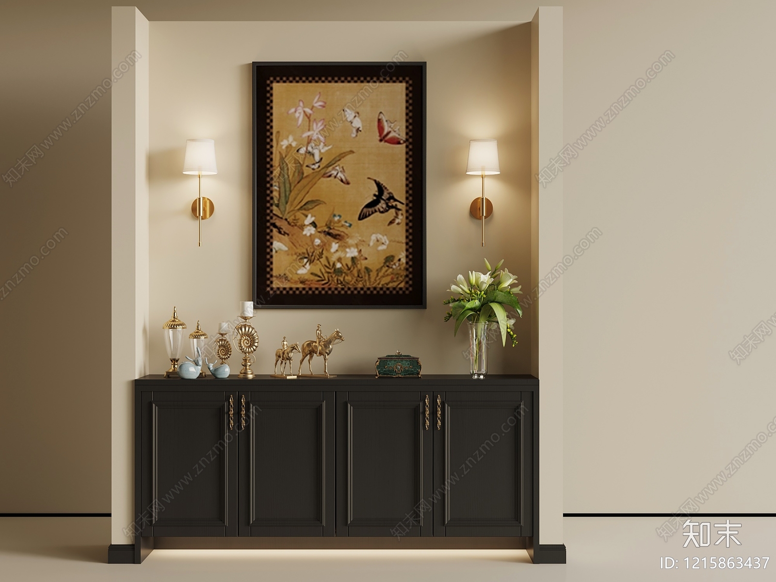 新中式玄关3D模型下载【ID:1215863437】