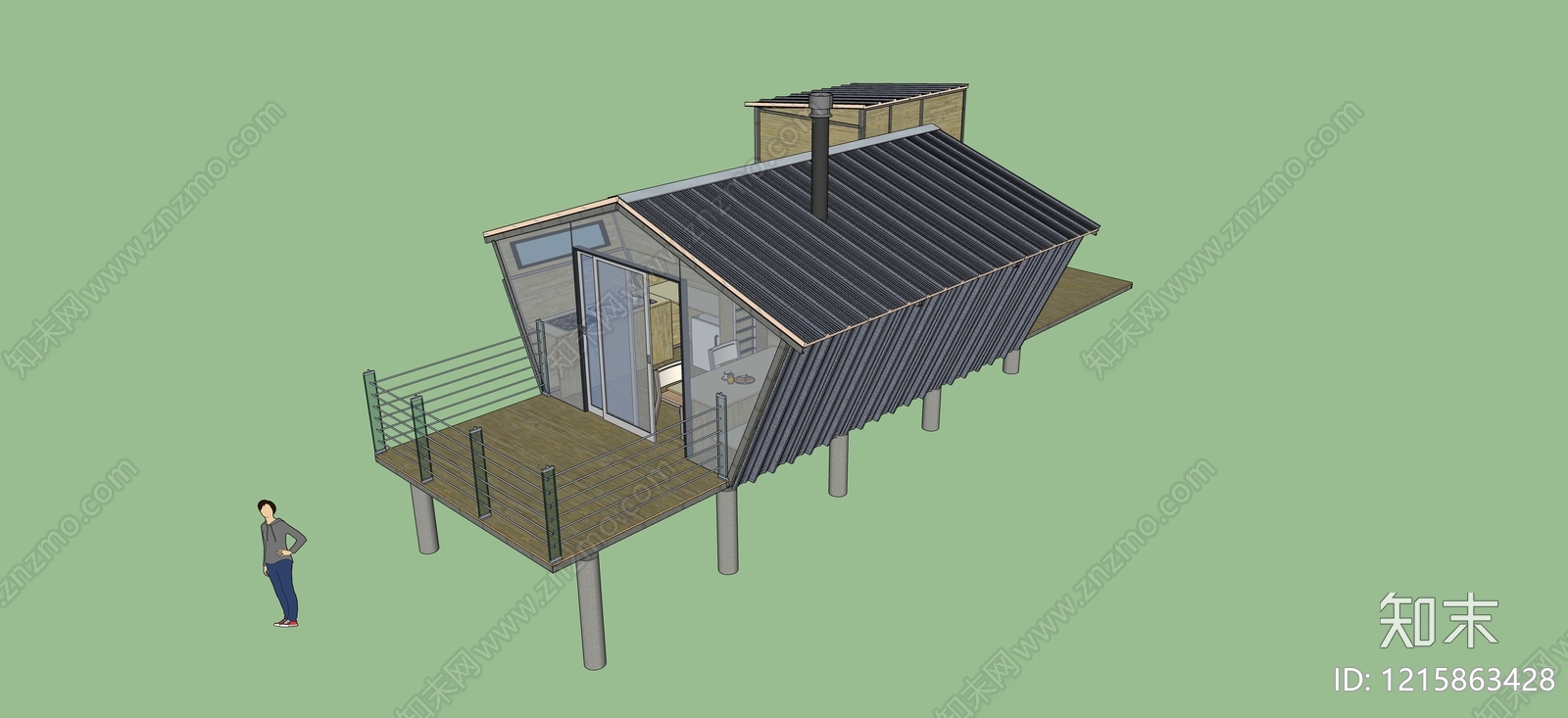 现代民宿建筑SU模型下载【ID:1215863428】