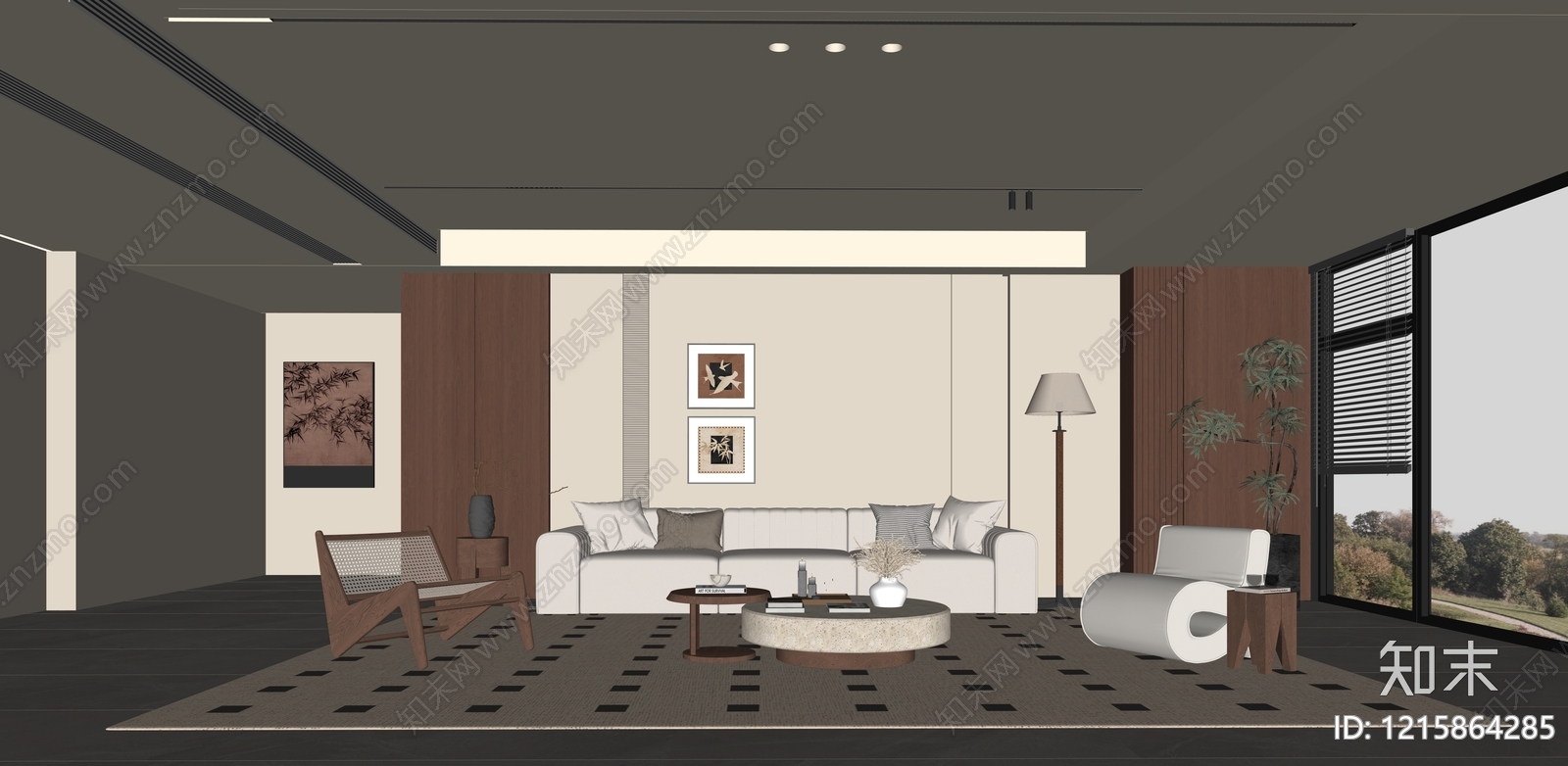 现代家居客厅SU模型下载【ID:1215864285】