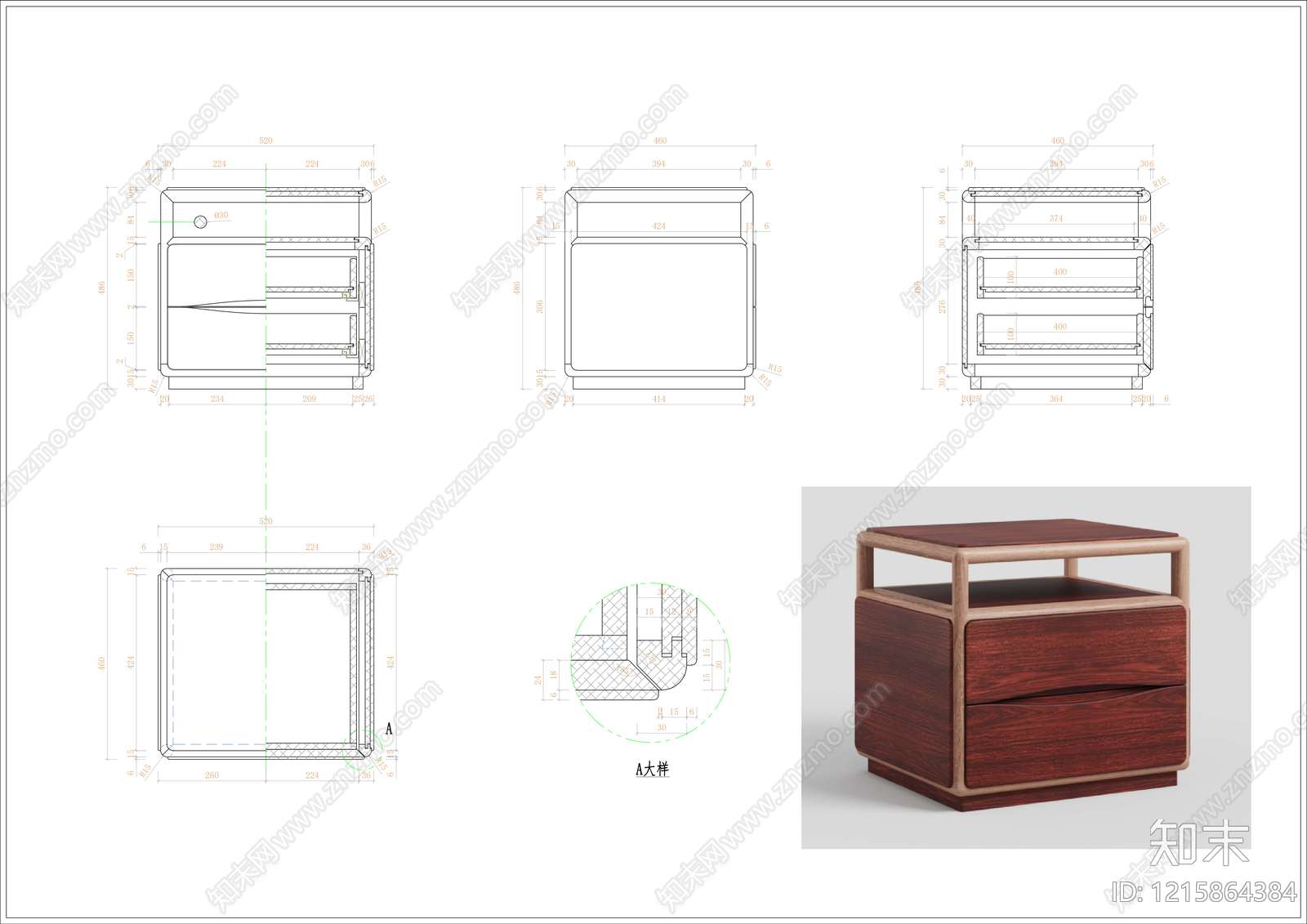 新中式中式柜子施工图下载【ID:1215864384】