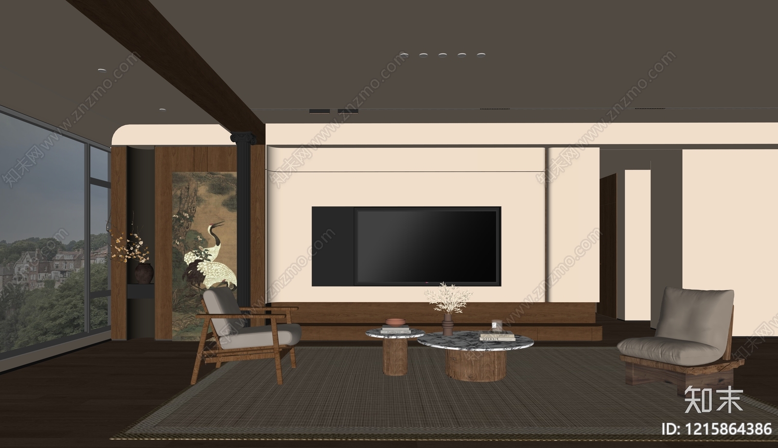 中古家居客厅SU模型下载【ID:1215864386】