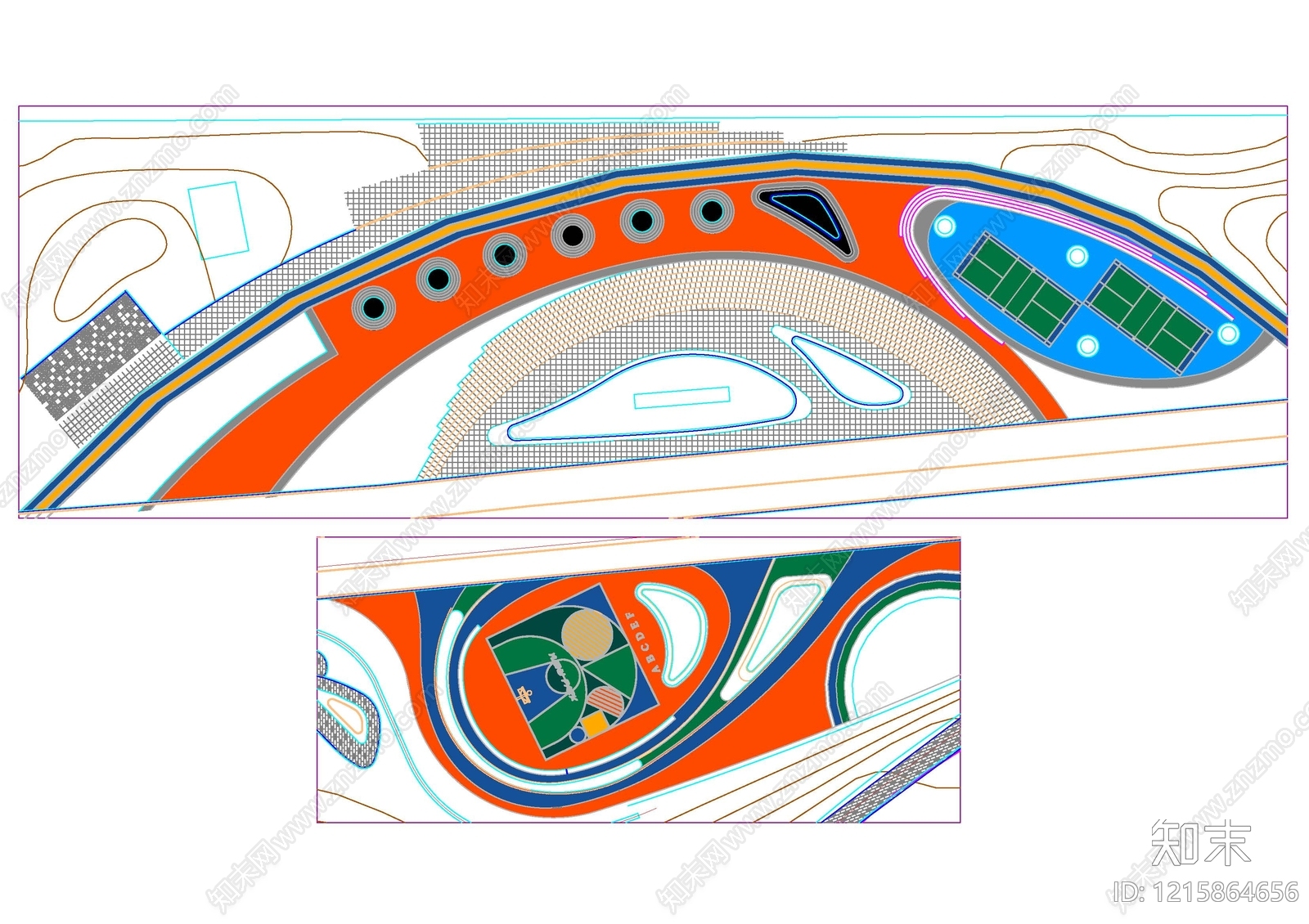 现代篮球场施工图下载【ID:1215864656】