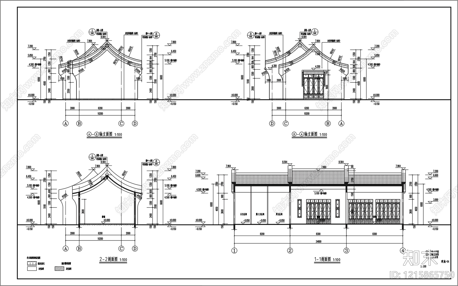 仿古建筑cad施工图下载【ID:1215865750】