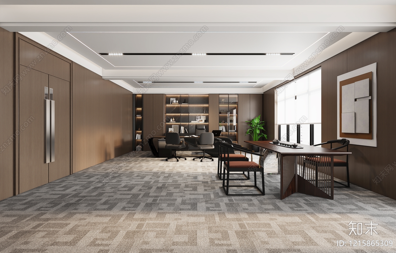新中式董事长办公室3D模型下载【ID:1215865309】