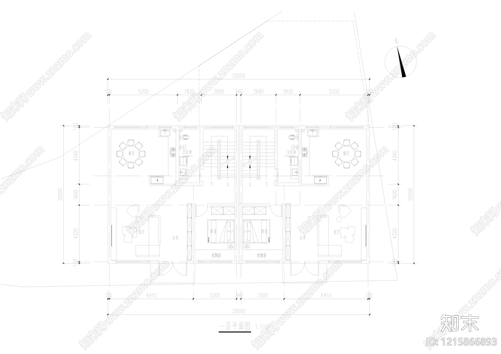 现代新中式别墅建筑施工图下载【ID:1215866893】