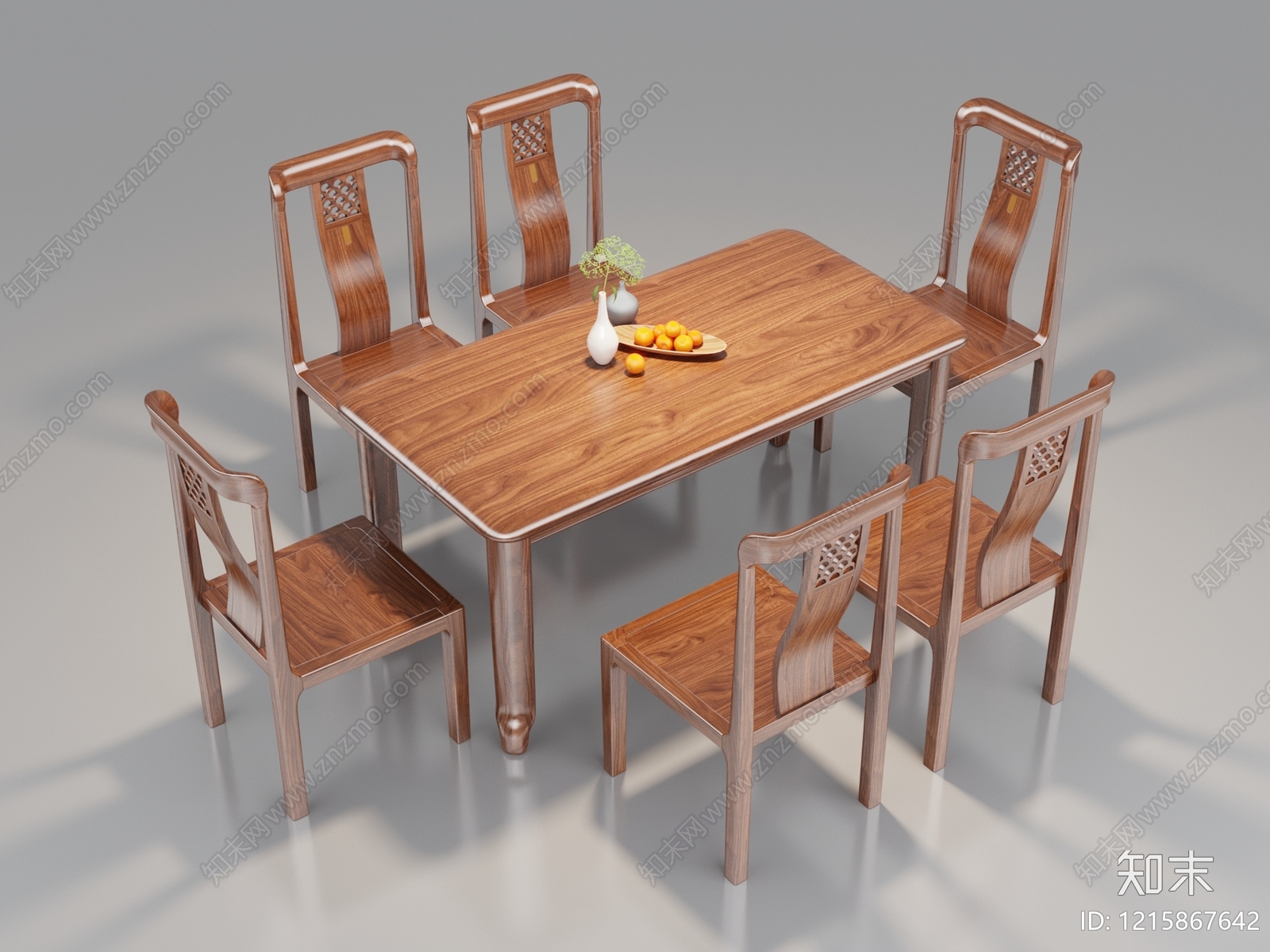 新中式餐桌椅3D模型下载【ID:1215867642】