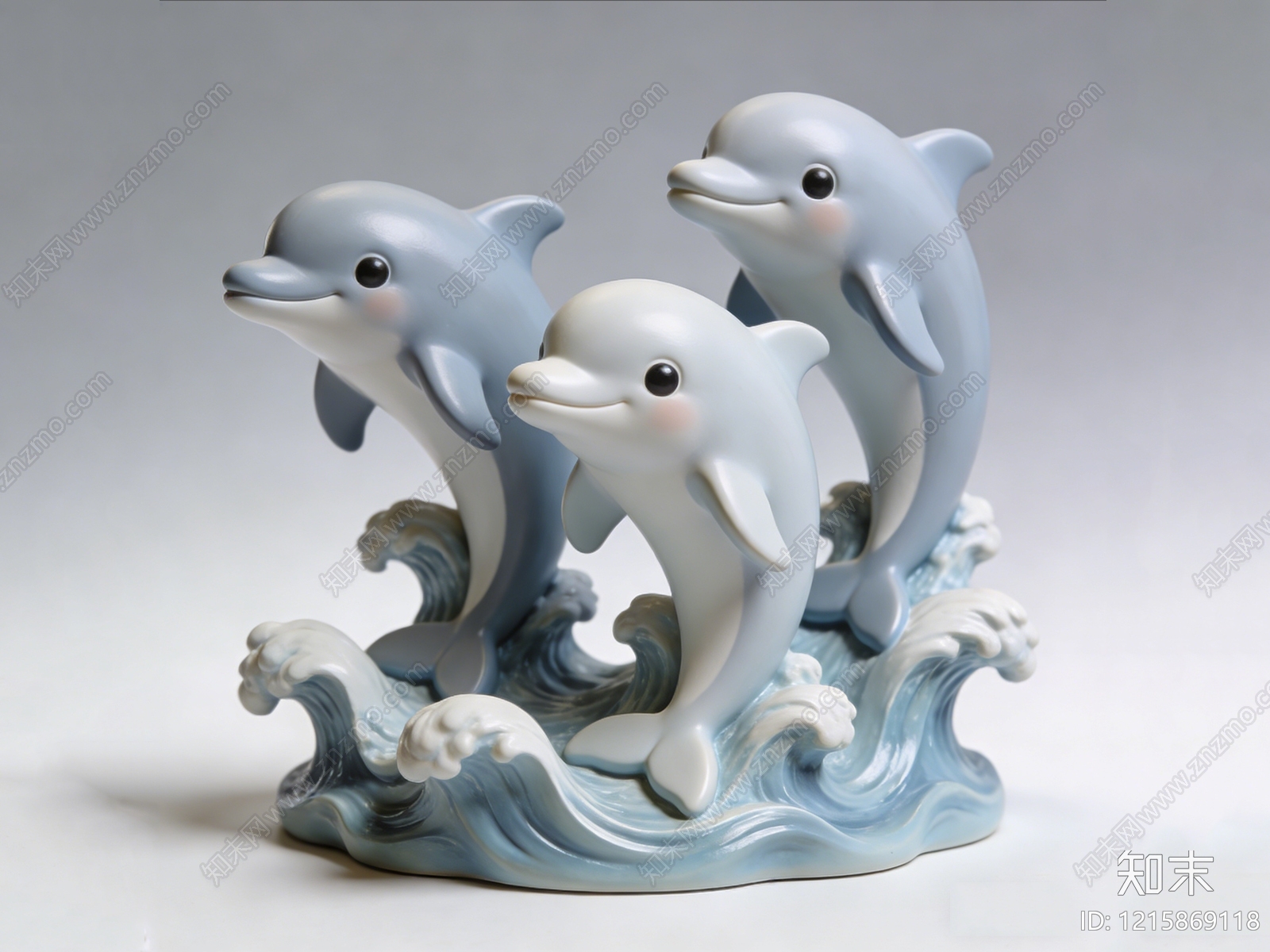 治愈系陶瓷风雕塑摆件3D模型渲染效果图