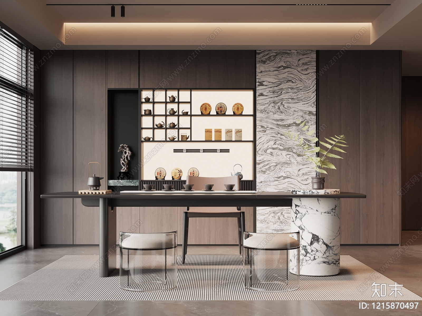 新中式茶室SU模型下载【ID:1215870497】