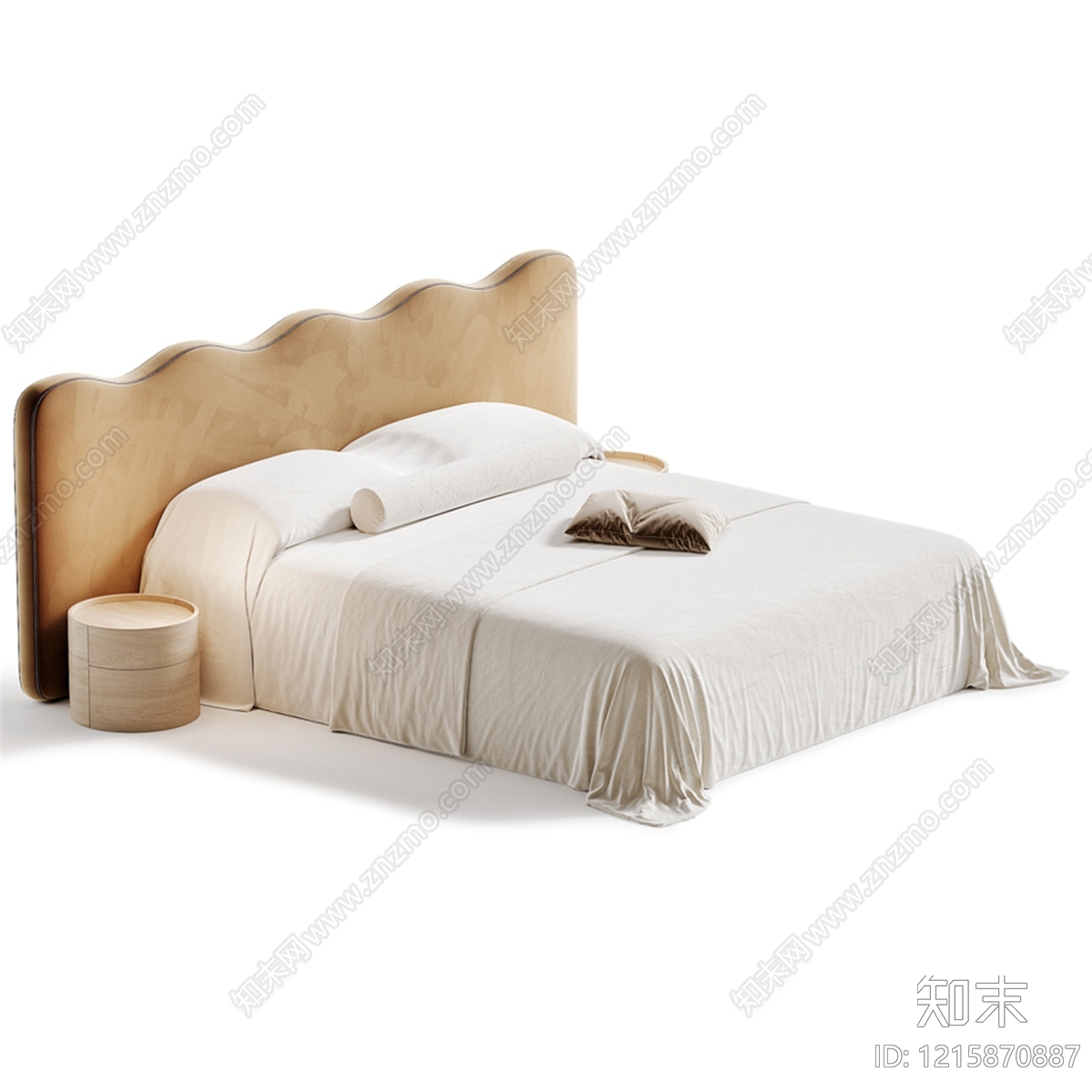 新中式双人床3D模型下载【ID:1215870887】