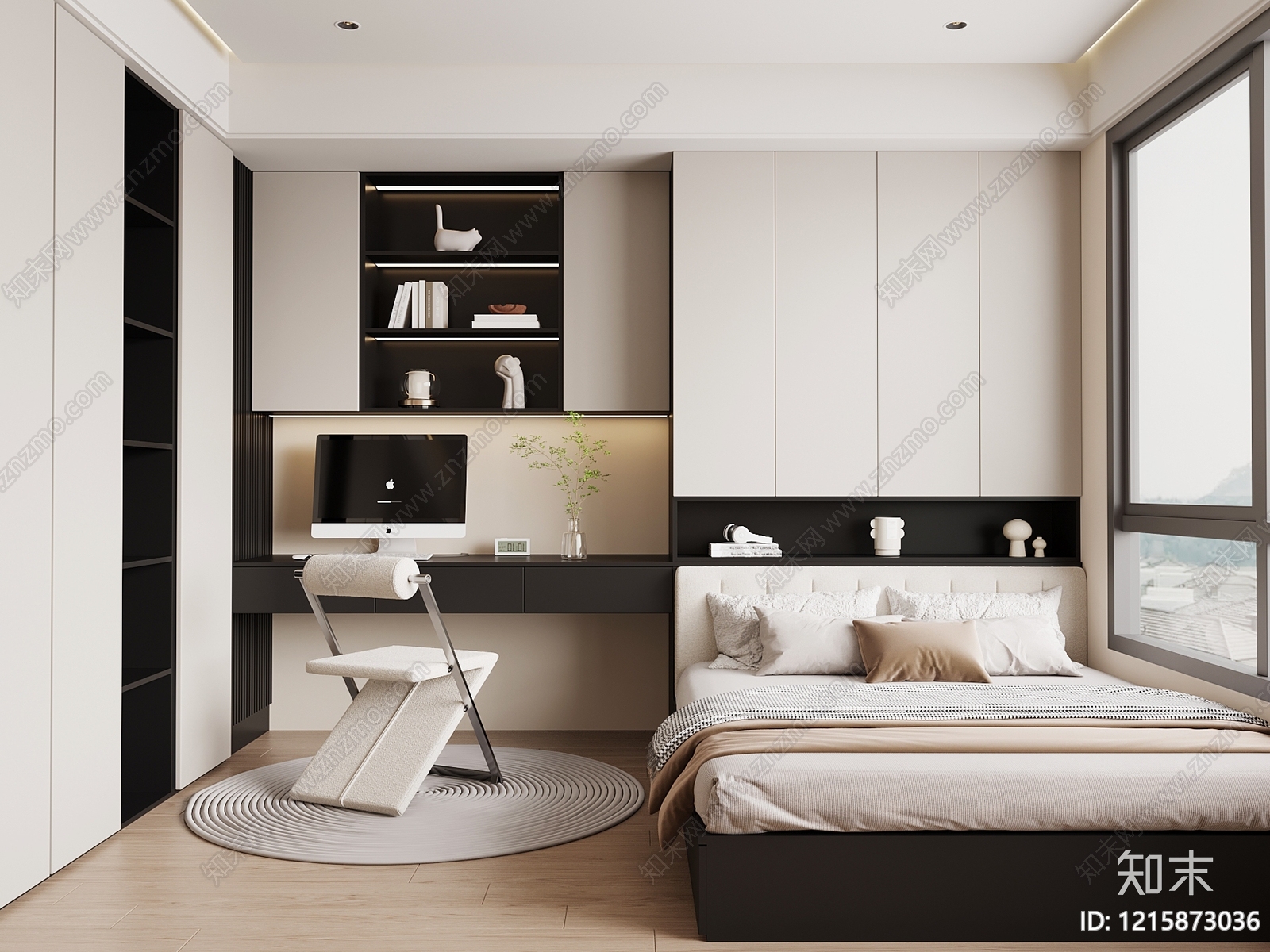 现代简约榻榻米卧室3D模型下载【ID:1215873036】