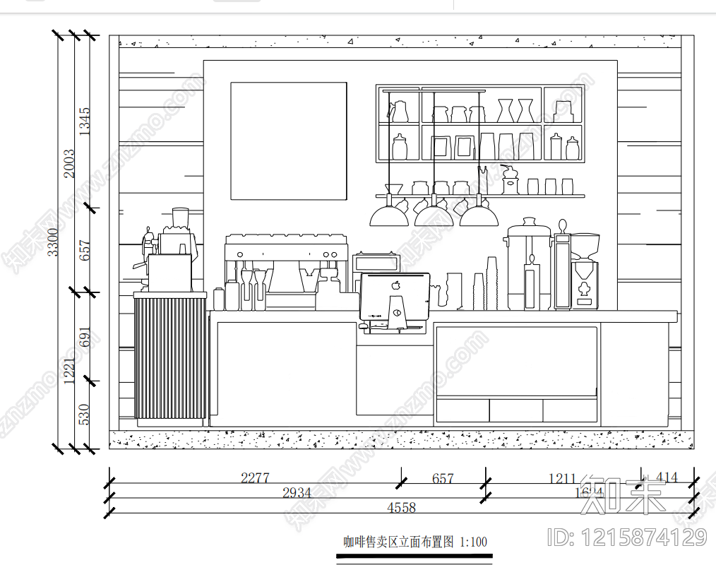 原木咖啡厅cad施工图下载【ID:1215874129】