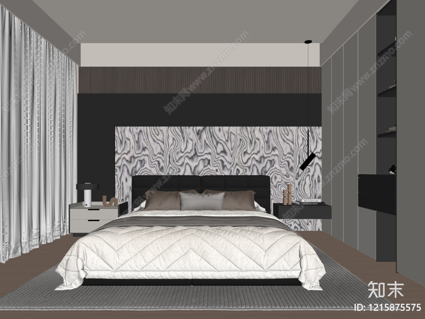现代简约主卧SU模型下载【ID:1215875575】