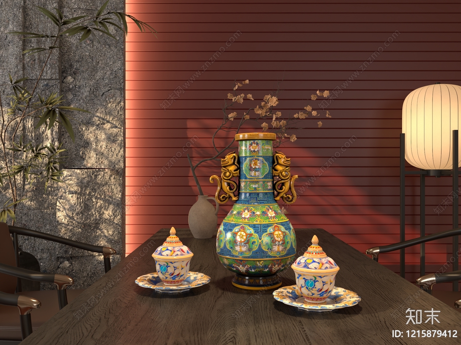 新中式摆件组合3D模型下载【ID:1215879412】