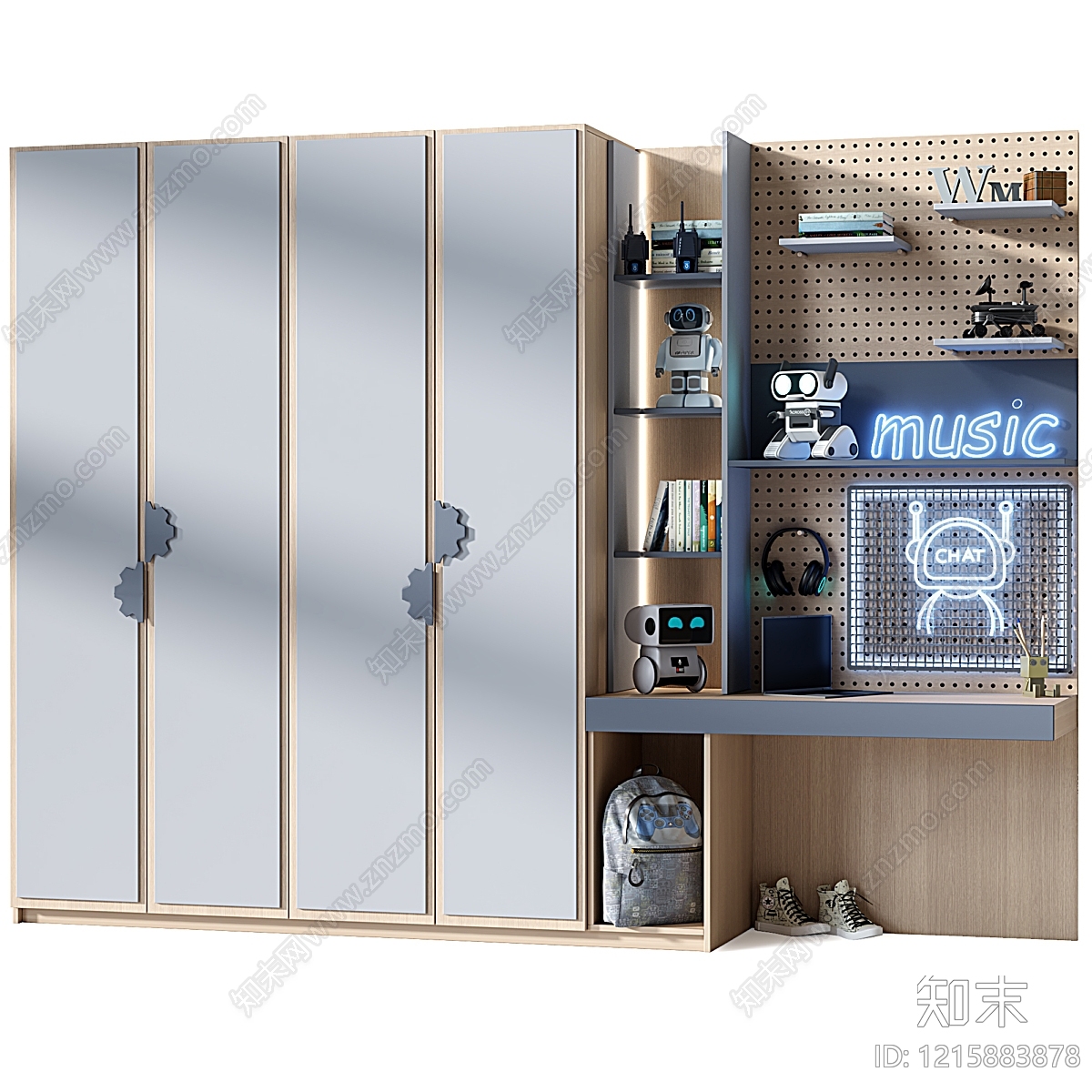 现代简约衣柜3D模型下载【ID:1215883878】