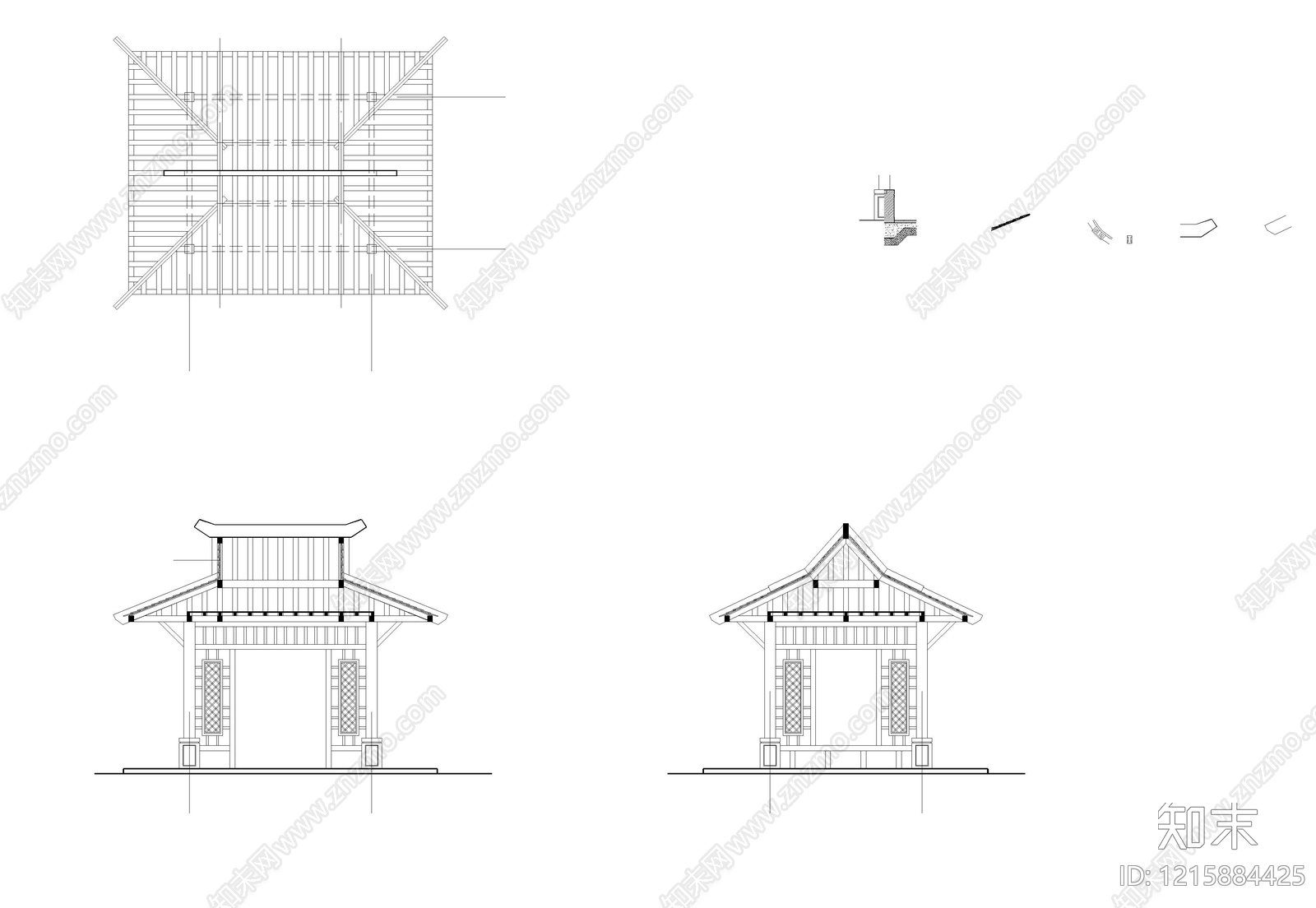 中式亭子施工图下载【ID:1215884425】