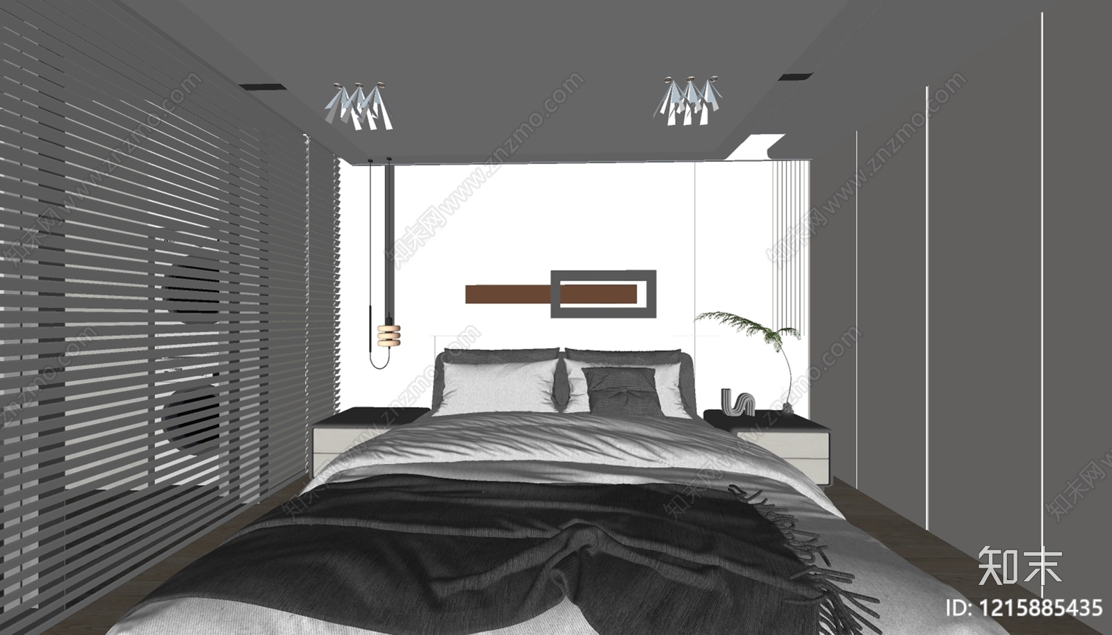 极简主卧SU模型下载【ID:1215885435】