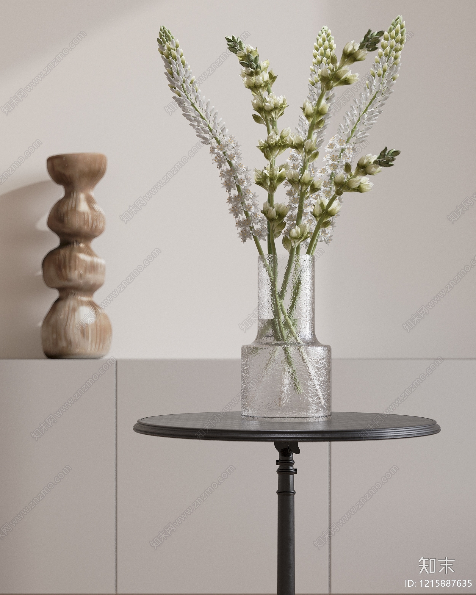 奶油风绿植摆件3D模型渲染效果图