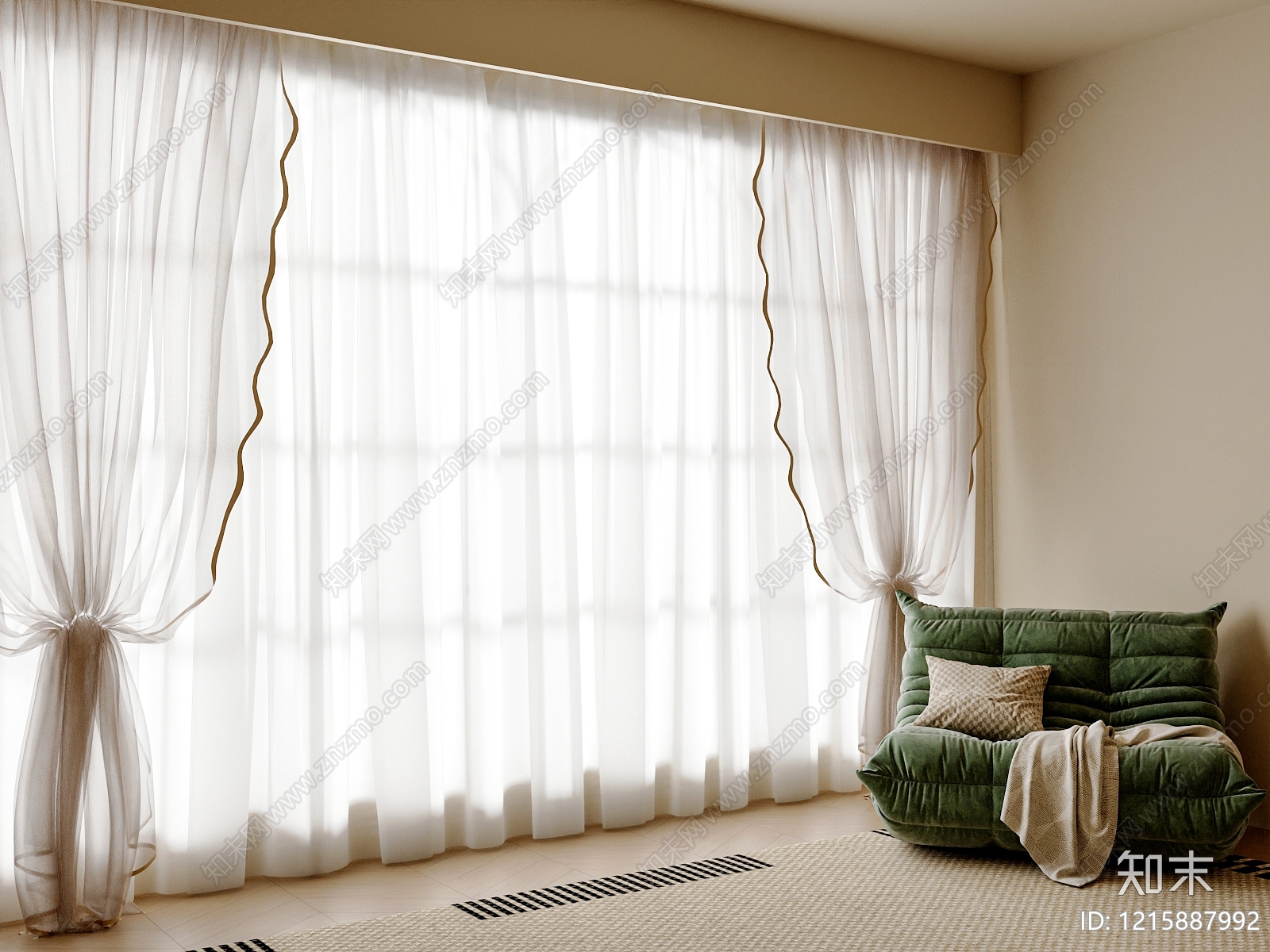 奶油风通用窗帘3D模型下载【ID:1215887992】